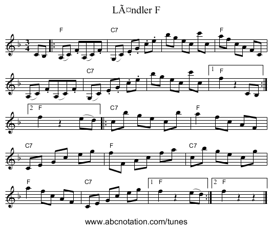Ländler F - staff notation