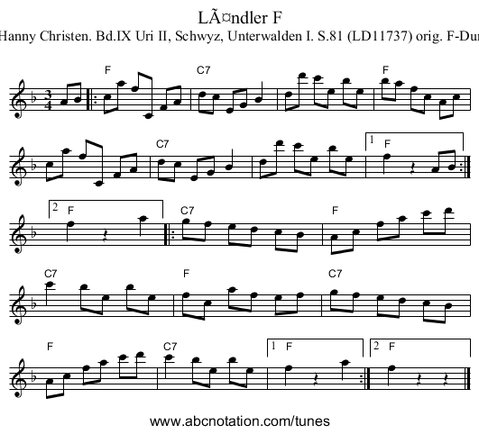 LÃ¤ndler F - staff notation