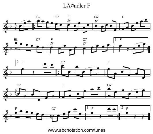 Ländler F - staff notation