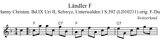 L&auml;ndler F - staff notation