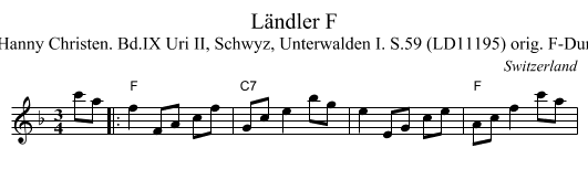 L&auml;ndler F - staff notation