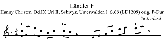 L&auml;ndler F - staff notation