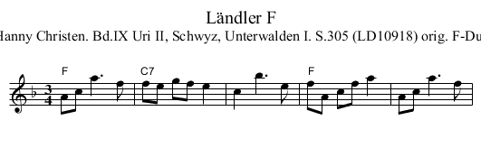 L&auml;ndler F - staff notation