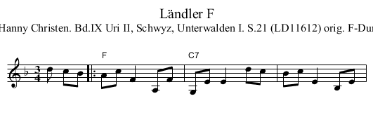 L&auml;ndler F - staff notation