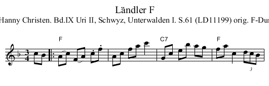 L&auml;ndler F - staff notation