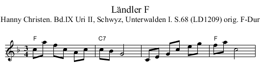 L&auml;ndler F - staff notation