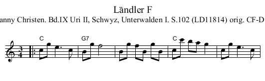 L&auml;ndler F - staff notation