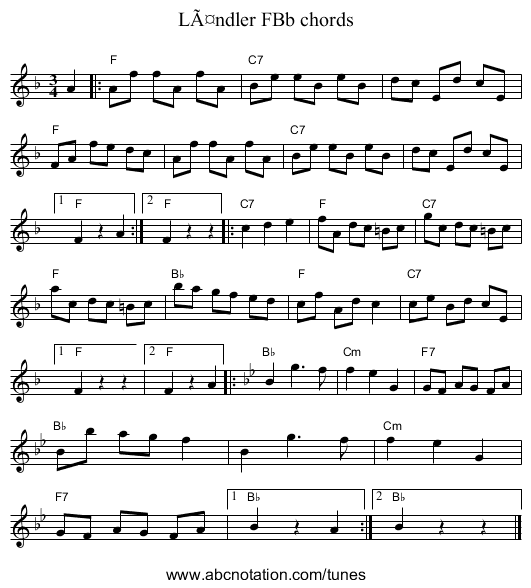LÃ¤ndler FBb chords - staff notation