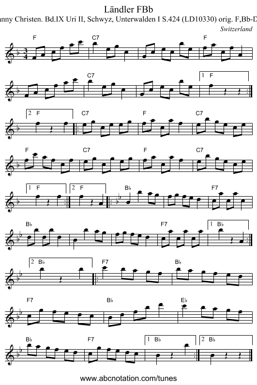 L&auml;ndler FBb - staff notation