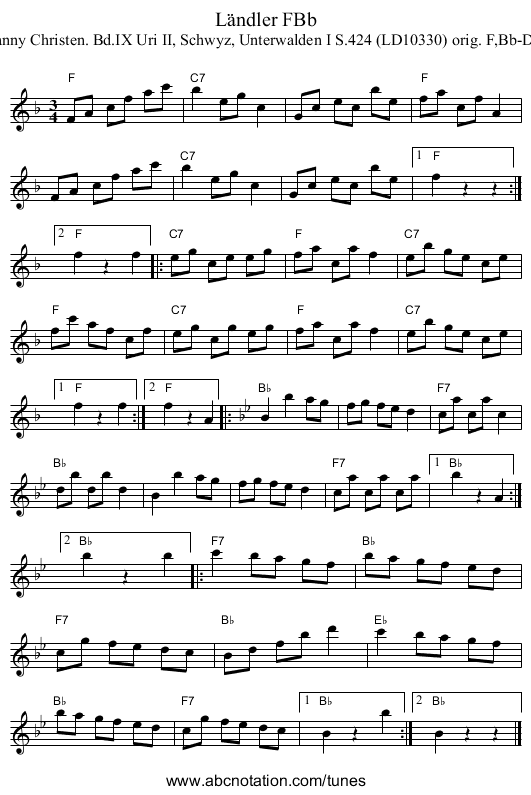 L&auml;ndler FBb - staff notation