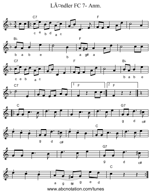 Ländler FC 7- Anm. - staff notation
