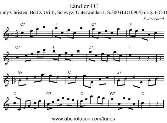 L&auml;ndler FC - staff notation