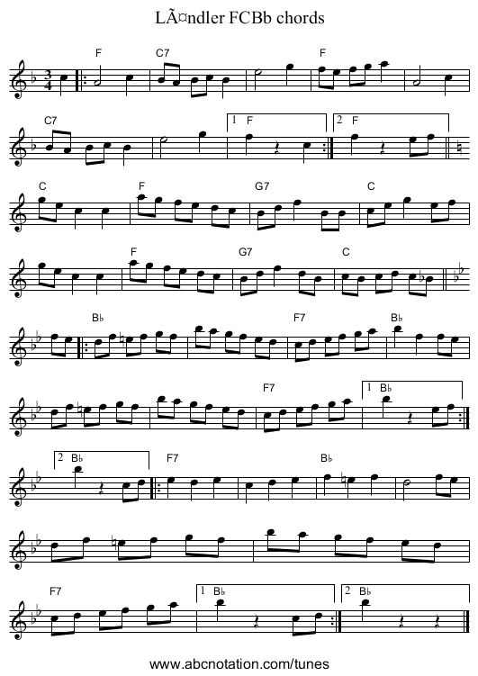 LÃ¤ndler FCBb chords - staff notation