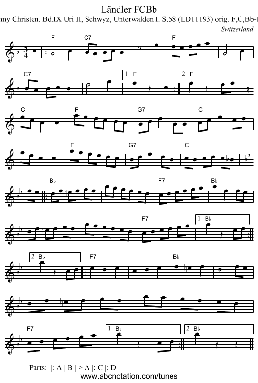 L&auml;ndler FCBb - staff notation