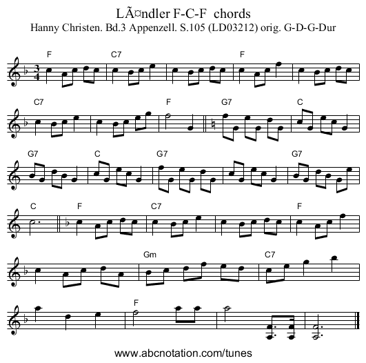 LÃ¤ndler F-C-F  chords - staff notation