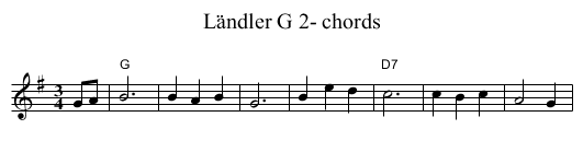 L&auml;ndler G 2- chords - staff notation
