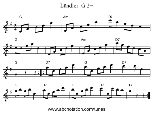 Ländler G 2+ - staff notation