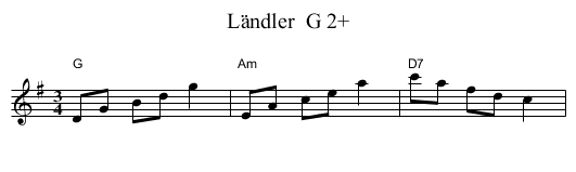 L&auml;ndler  G 2+ - staff notation