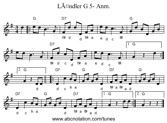 Ländler G 5- Anm. - staff notation