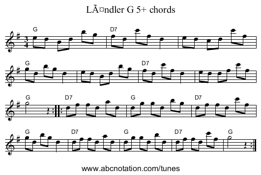 Ländler G 5+ chords - staff notation