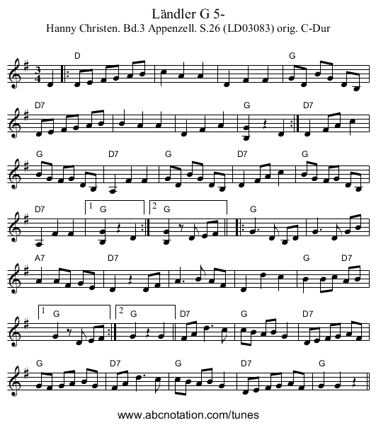 Ländler G 5- - staff notation