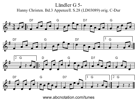 Ländler G 5- - staff notation