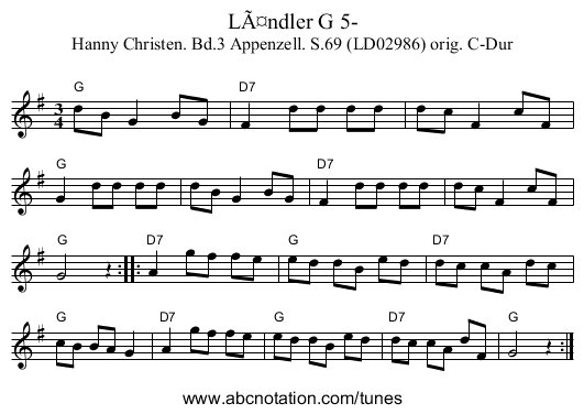LÃ¤ndler G 5- - staff notation