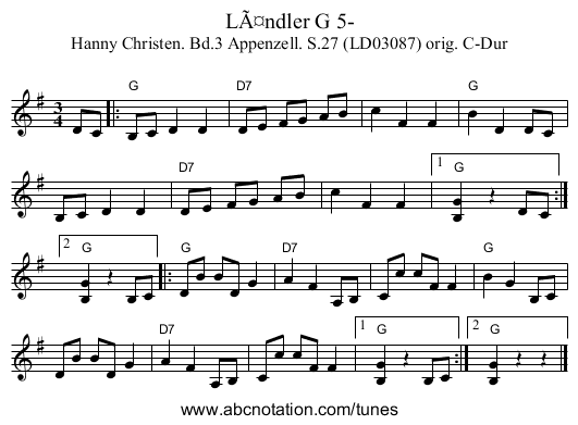 LÃ¤ndler G 5- - staff notation