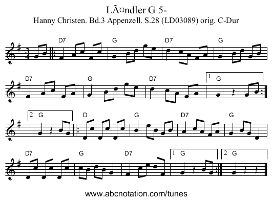 LÃ¤ndler G 5- - staff notation