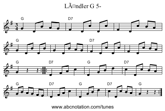 LÃ¤ndler G 5- - staff notation