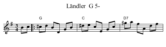 L&auml;ndler  G 5- - staff notation