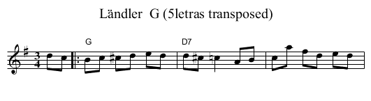 L&auml;ndler  G (5letras transposed) - staff notation
