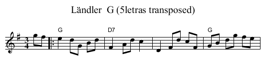 L&auml;ndler  G (5letras transposed) - staff notation