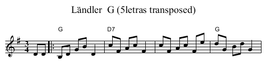 L&auml;ndler  G (5letras transposed) - staff notation