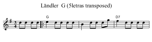 L&auml;ndler  G (5letras transposed) - staff notation