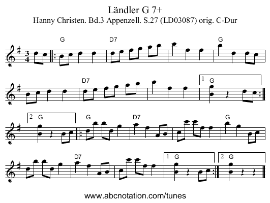 Ländler G 7+ - staff notation