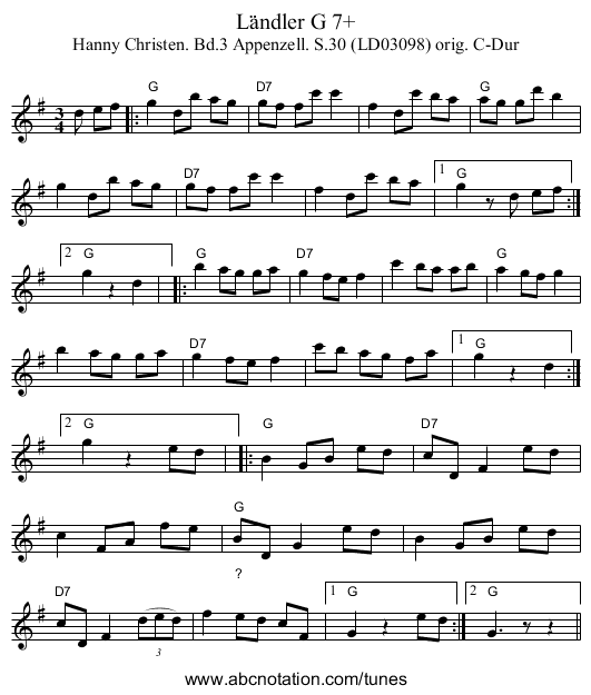 Ländler G 7+ - staff notation