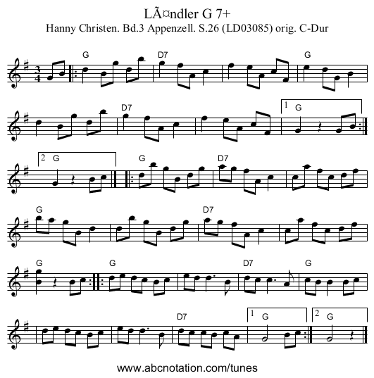 LÃ¤ndler G 7+ - staff notation