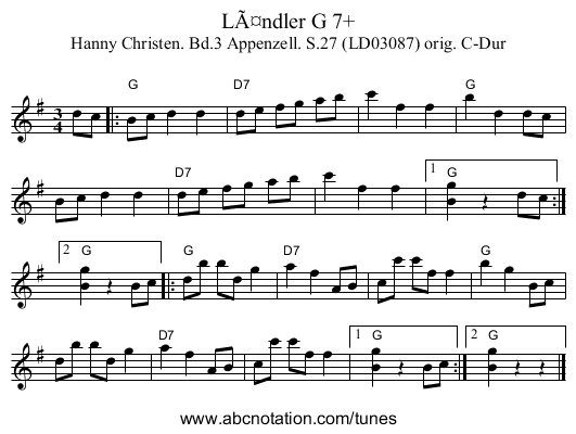 LÃ¤ndler G 7+ - staff notation