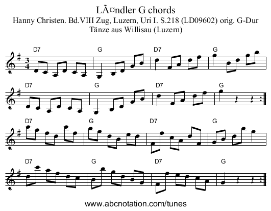 LÃ¤ndler G chords - staff notation