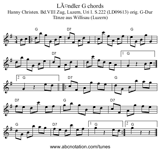LÃ¤ndler G chords - staff notation