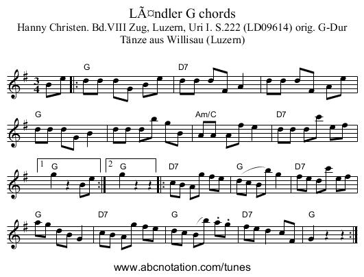 LÃ¤ndler G chords - staff notation