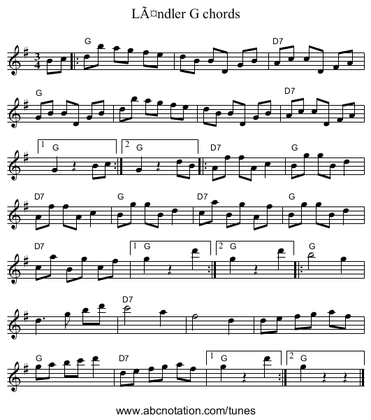 LÃ¤ndler G chords - staff notation