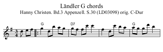 Ländler G chords - staff notation