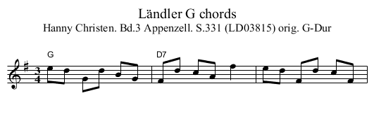Ländler G chords - staff notation