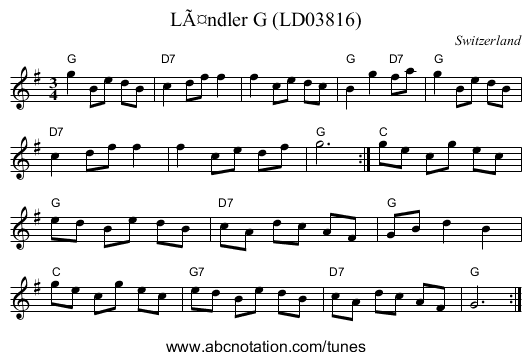 Ländler G (LD03816) - staff notation
