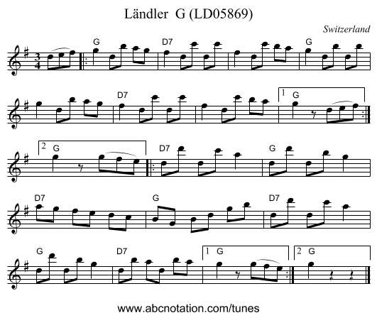 Ländler G (LD05869) - staff notation