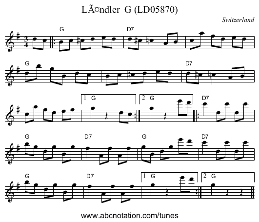 LÃ¤ndler  G (LD05870) - staff notation