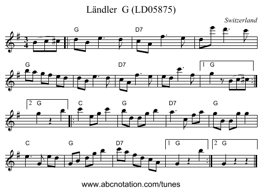 Ländler G (LD05875) - staff notation