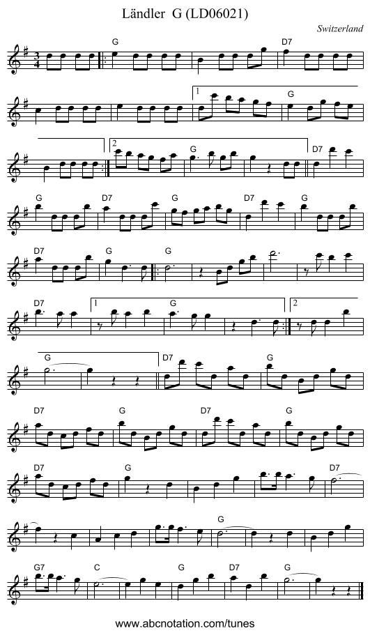 Ländler G (LD06021) - staff notation